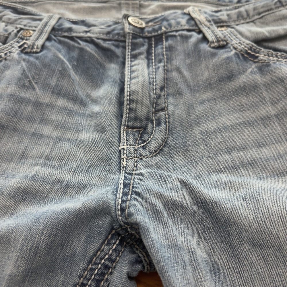 BKE Derek Jeans Relaxed Fit Bootcut Mens 36L Light Wash 33" Inseam 10" Rise - Picture 3 of 9
